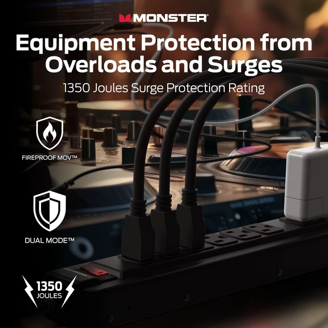 Alt view image 2 of 7 - Pro MI Professional Surge Protector Power Strip with Fireproof MOV Technology for Computers, Amplifiers, Pedal Boards, and Pro Audio Gear
