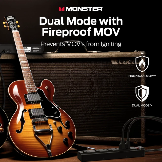 Alt view image 6 of 7 - Pro MI Professional Surge Protector Power Strip with Fireproof MOV Technology for Computers, Amplifiers, Pedal Boards, and Pro Audio Gear