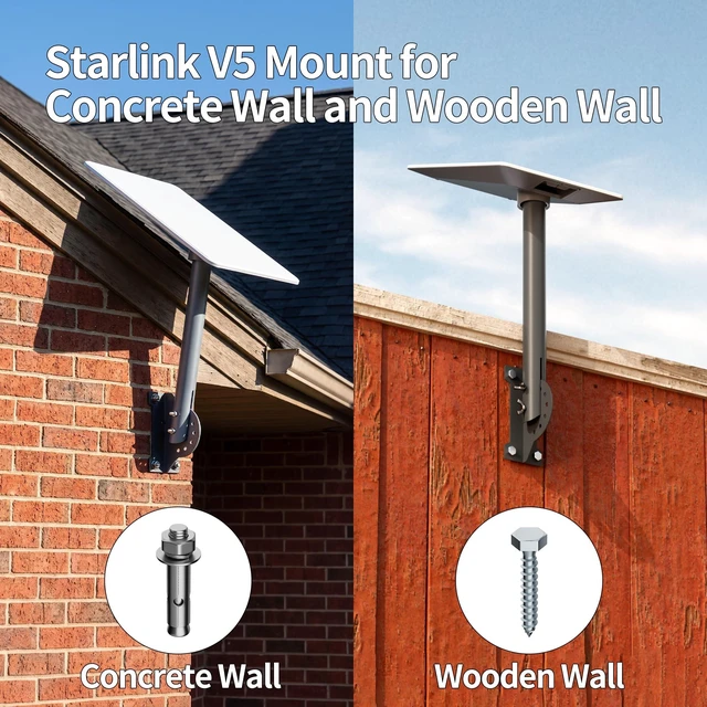 Alt view image 5 of 7 - Starlink V5 Mount, Gen 5 Roof Mount Aluminum 16" Pole Adjustable Starlink V5 Mount Pole with Aluminum Pipe Adapter for Standard 4/4X/Gen3 Dish