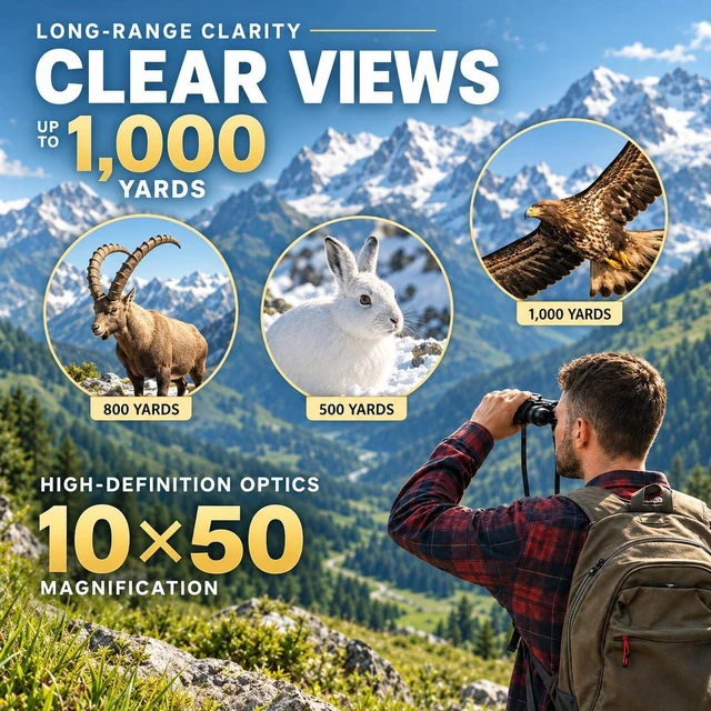 Alt view image 3 of 7 - 10x50 Binoculars for Adults High Powered Waterproof Fogproof IPX7 Compact Binoculars for Bird Watching Travel Cruise Ship Low Light Vision Stargazing Long Range Waterproof Binoculars 10x50