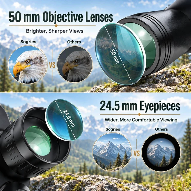 Alt view image 5 of 7 - 10x50 Binoculars for Adults High Powered Waterproof Fogproof IPX7 Compact Binoculars for Bird Watching Travel Cruise Ship Low Light Vision Stargazing Long Range Waterproof Binoculars 10x50