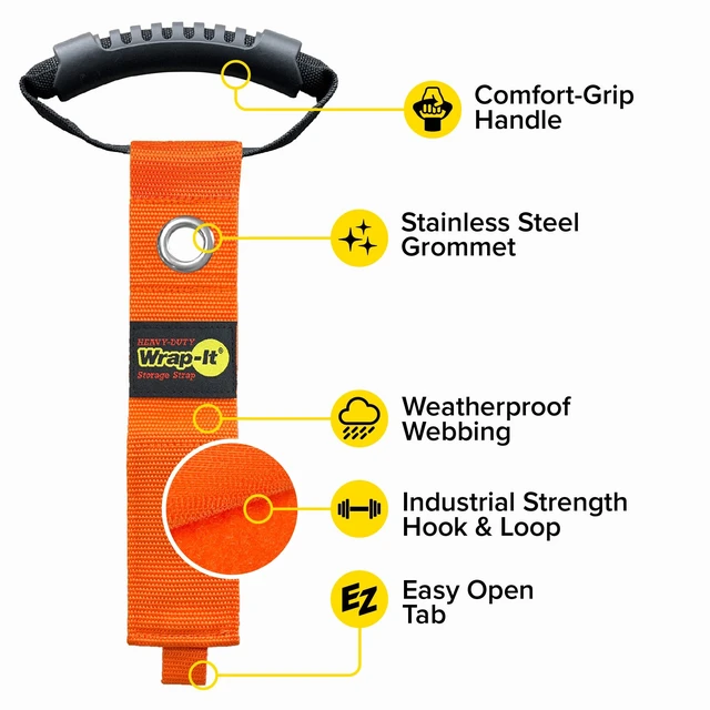 Alt view image 5 of 7 - Easy-Carry Straps - 17 (2-Pack) Blaze Orange with Grommet Extension Cord Hanger Carrying Straps for RV Accessories