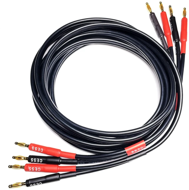 Alt view image 2 of 6 - Banana Plug Speaker Cable, 12AWG, 2-Pack (6 Feet) Soft tinned-copper wiring for dependable speaker connections