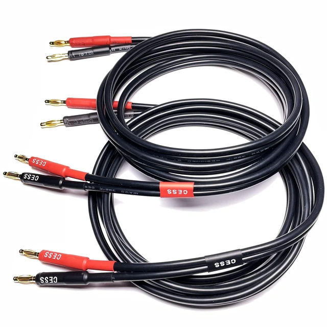 Main image of Banana Plug Speaker Cable, 12AWG, 2-Pack (6 Feet) Soft tinned-copper wiring for dependable speaker connections
