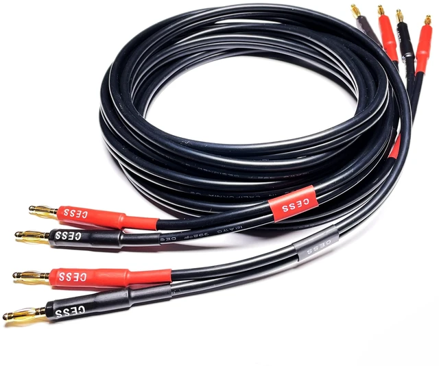 Alt view image 3 of 6 - Banana Plug Speaker Cable, 12AWG, 2-Pack (6 Feet) Soft tinned-copper wiring for dependable speaker connections