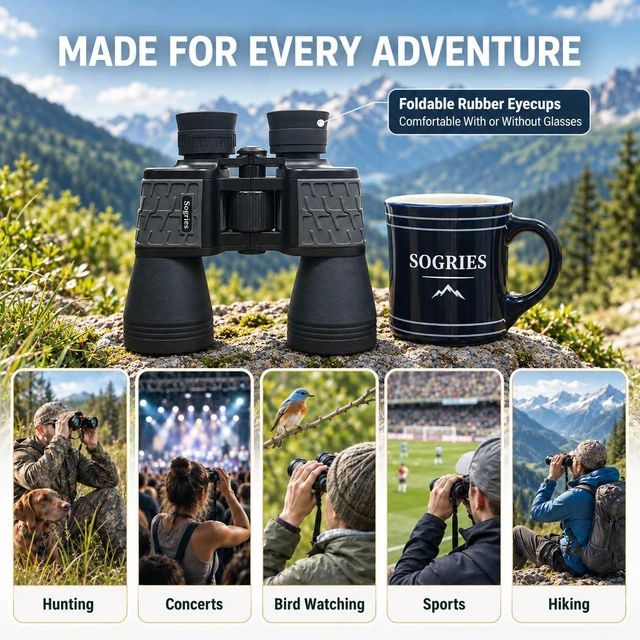 Alt view image 4 of 7 - 10x50 Binoculars for Adults High Powered Waterproof Fogproof IPX7 Compact Binoculars for Bird Watching Travel Cruise Ship Low Light Vision Stargazing Long Range Waterproof Binoculars 10x50