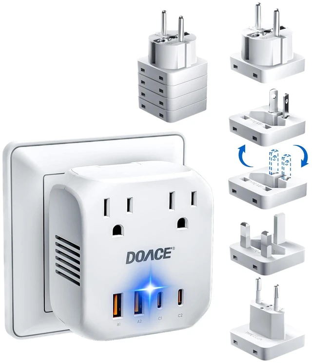 Main image of Upgraded 2000W 220V to 110V Voltage Converter US to Europe for Hair Dryers 6 in 1 Converter for European Travel with 2 PD/QC, Power Converter Adapter Combo with UK/AU/US/European Travel Plug Adapter