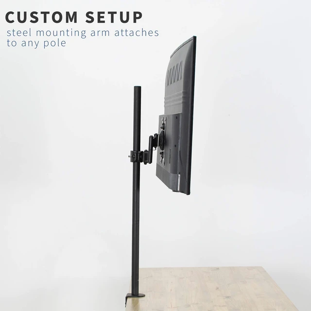 Alt view image 4 of 7 - Black Pole Mounted TV Arm, 32-55 in Screens, MOUNT-POLE4A Universal, Heavy Duty Steel Design, Full Motion TV Mount, Max VESA 400x400mm, Fits 1.1-1.9 in Diameter Poles, Holds 55 lbs