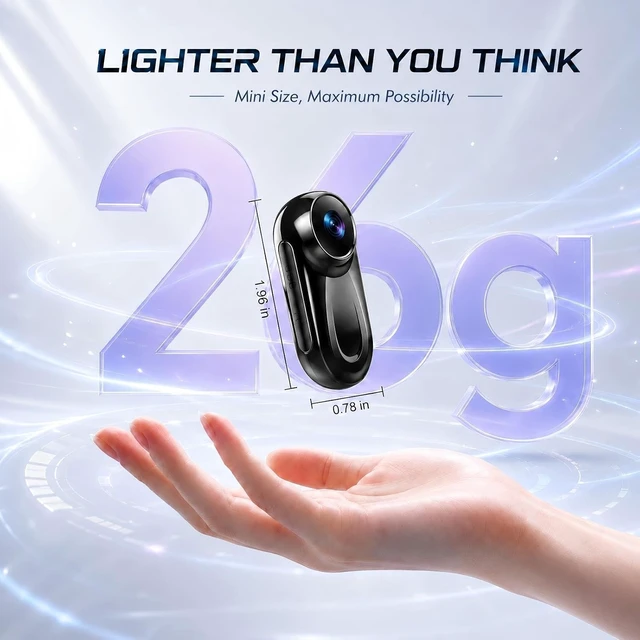 Alt view image 2 of 7 - Mini Body Camera 1080P, 512G Thumb Size Body Camera with Audio and Display, Wearable POV Video Recorder with 360° Rotating Clip & Magnetic Clip for Vlogging, Travel, Cycling, Pet Walking, No SD Card