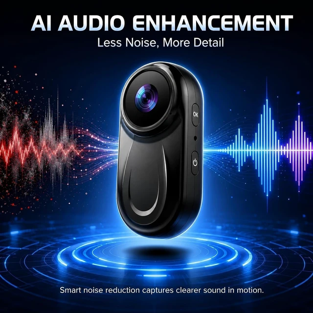 Alt view image 4 of 7 - Mini Body Camera 1080P, 512G Thumb Size Body Camera with Audio and Display, Wearable POV Video Recorder with 360° Rotating Clip & Magnetic Clip for Vlogging, Travel, Cycling, Pet Walking, No SD Card