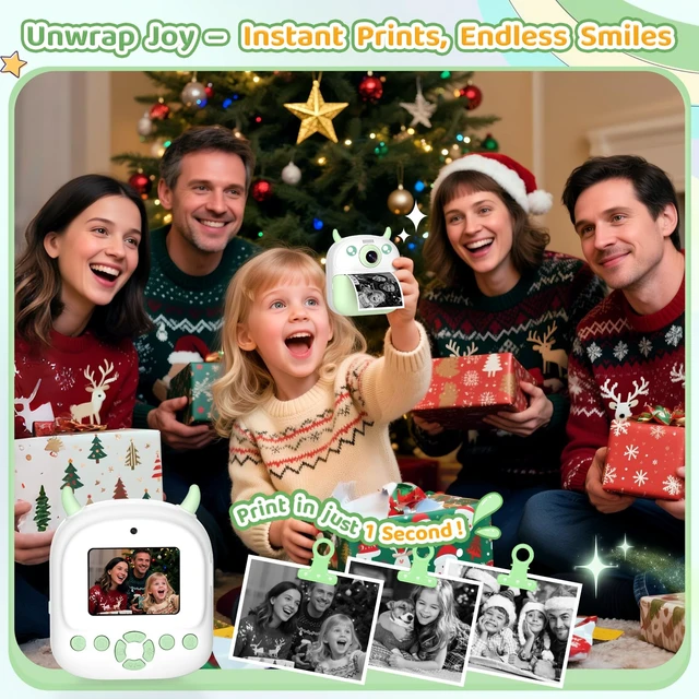 Alt view image 2 of 7 - Kids Camera Instant Print, Birthday Gift for Kids Age 3-12, Selfie Digital Camera with 1080P Video & 2.4" Screen, Toddler Camera for 4 5 6 7 8 9 Year Old Boys Girls