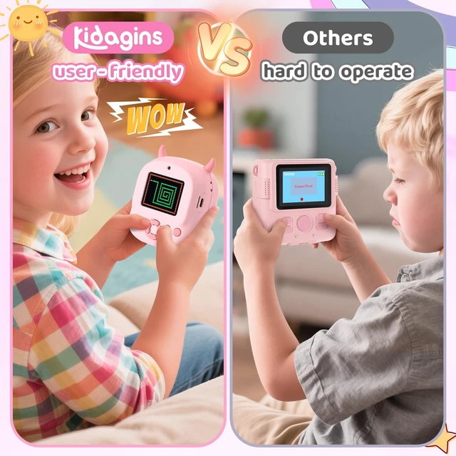 Alt view image 5 of 7 - Kids Camera Instant Print, Birthday Gift for Kids Age 3-12, Selfie Digital Camera with 1080P Video & 2.4" Screen, Toddler Camera for 4 5 6 7 8 9 Year Old Boys Girls
