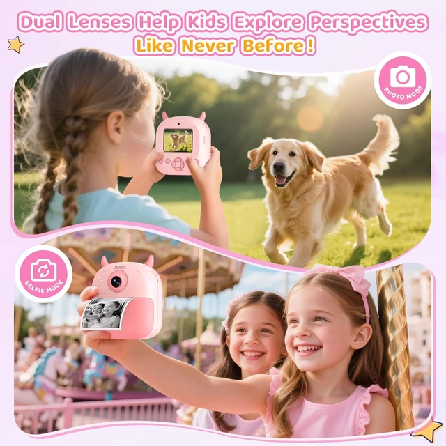 Alt view image 6 of 7 - Kids Camera Instant Print, Birthday Gift for Kids Age 3-12, Selfie Digital Camera with 1080P Video & 2.4" Screen, Toddler Camera for 4 5 6 7 8 9 Year Old Boys Girls