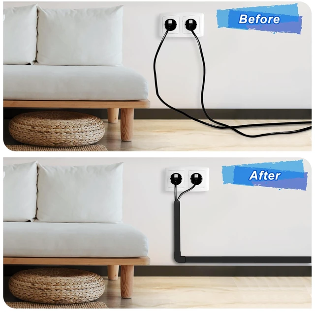 Alt view image 6 of 6 - 392.5in Wire Covers for Cords Kit-Black Cord Cover Wall, Wire Hiders for TV on Wall, TV Cable Hider Wall Kit for Wire Cover, Cord Hider Wall Mounted TV, Cord Concealer, 25 x L15.7 W 0.95H 0.55in