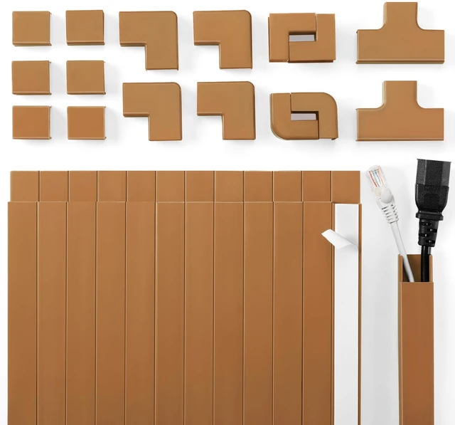 Main image of Wire Covers for Cords Kit-392.5in Wire Hiders for TV on Wall, Cord Cover Wall, Cord Hider Wall Mounted TV, TV Cable Hider Wall Kit for Wire Cover, Cord Concealer, 25 x L15.7 W 0.95H 0.55in, Brown