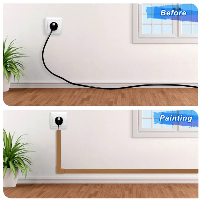 Alt view image 6 of 6 - Wire Covers for Cords Kit-392.5in Wire Hiders for TV on Wall, Cord Cover Wall, Cord Hider Wall Mounted TV, TV Cable Hider Wall Kit for Wire Cover, Cord Concealer, 25 x L15.7 W 0.95H 0.55in, Brown