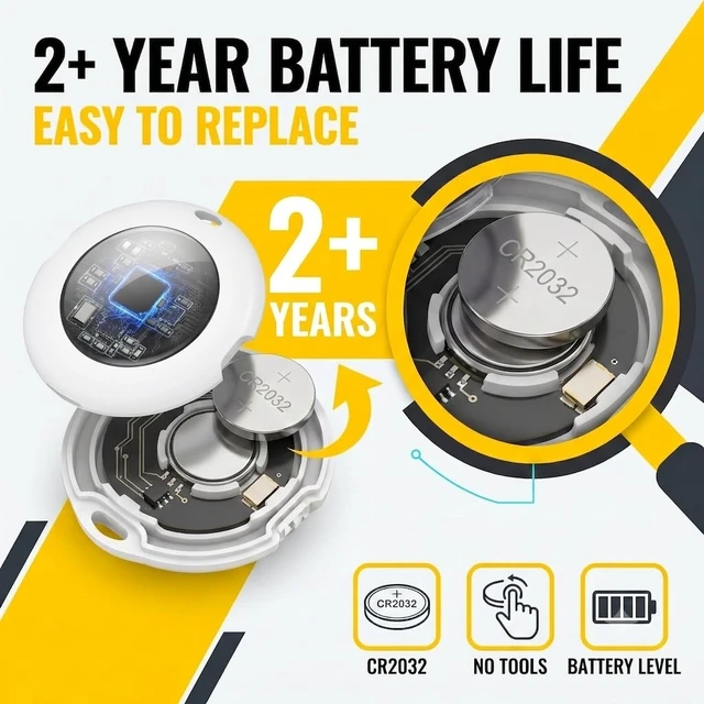 Alt view image 3 of 7 - 4 Pack Bluetooth Tracker Tags for Apple Find My MFi Certified Key Finder No Subscription Required Replaceable Battery Loud Alarm Water-Resistant Air Tracker Tags for Keys Wallets Luggage and Pets