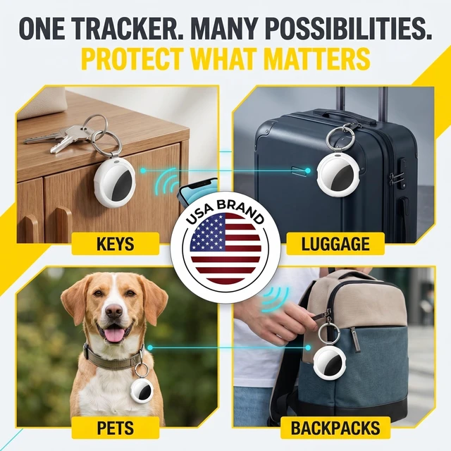 Alt view image 7 of 7 - 4 Pack Bluetooth Tracker Tags for Apple Find My MFi Certified Key Finder No Subscription Required Replaceable Battery Loud Alarm Water-Resistant Air Tracker Tags for Keys Wallets Luggage and Pets
