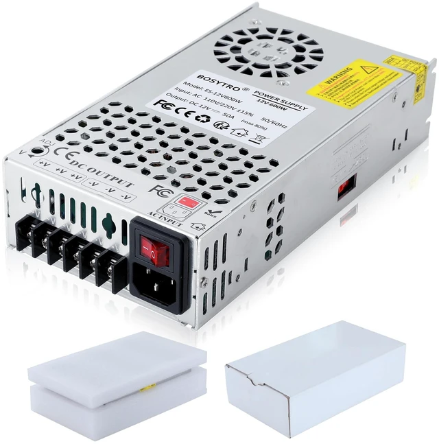 Main image of Upgraded 12V DC Power Supply 600W 50A 110v to 12v Converter Switching Power Supply for Led Strip, CCTV, 3D Printer, Motor Pump, Electronic Instruments, Lab Computer, Without Power Cord