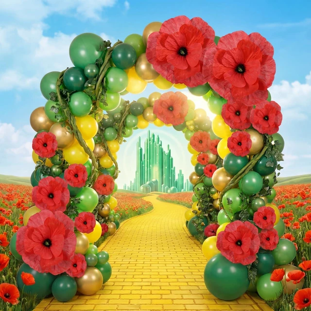 Main image of 3 Pcs Giant Artificial Flowers Decor for Halloween Cos, 12, 16, 20" Large Red Poppy Flowers, Wonderland Floral Wall Hanging Decorations, Spooky Party Backdrop, Witchy Decor for Indoor Outdoor