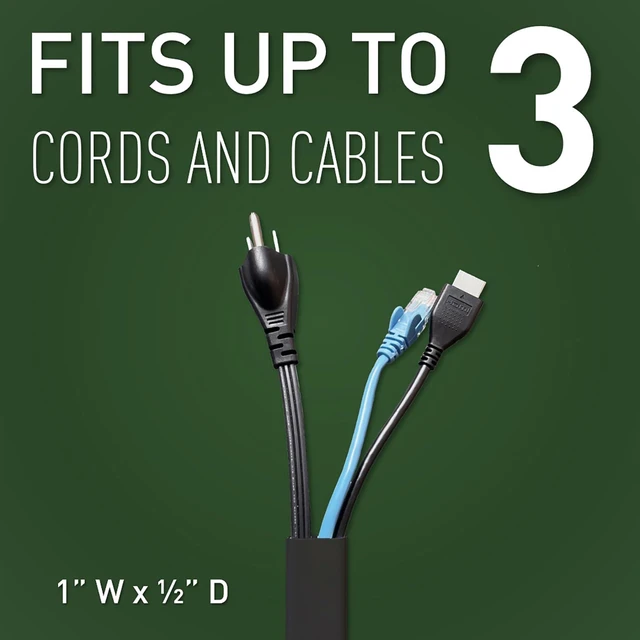 Alt view image 4 of 7 - Legrand C210SBK Cordmate II 128 Inch 20 Piece Cord Cover Kit, Organizer for Wall, Holds Up to 3 Cords or Cables, Sustainable Packaging, Black (1 Pack)
