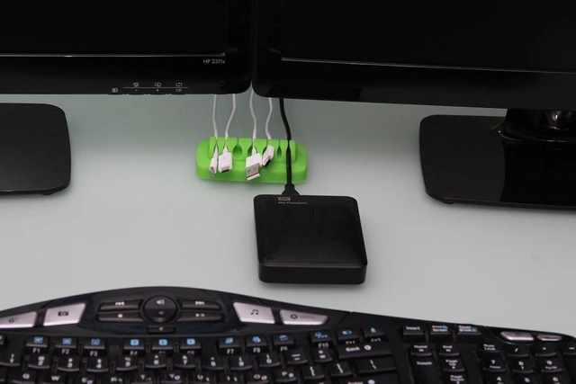 Alt view image 2 of 7 - Heaviest Cable Organizer on the Market! Compact and Weighted Desktop Cord Holder for Desk and Nightstand, Eco-Friendly Silicone, No Bad Smell, Bundled with 4 Reusable Cable Ties! (Green)
