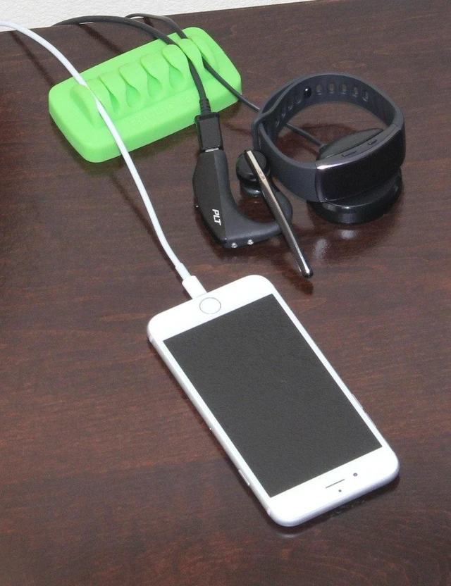 Alt view image 4 of 7 - Heaviest Cable Organizer on the Market! Compact and Weighted Desktop Cord Holder for Desk and Nightstand, Eco-Friendly Silicone, No Bad Smell, Bundled with 4 Reusable Cable Ties! (Green)