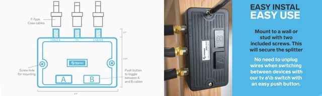 Alt view image 2 of 7 - Coax Splitter 2 Way - Network Switch - Manual Transfer Switch - Ab Cuts - Hdmi to Coaxial Cable Adapter for Tv - Cable Splitter 2 Way - Rg6 Ab Switch (2-Pack)