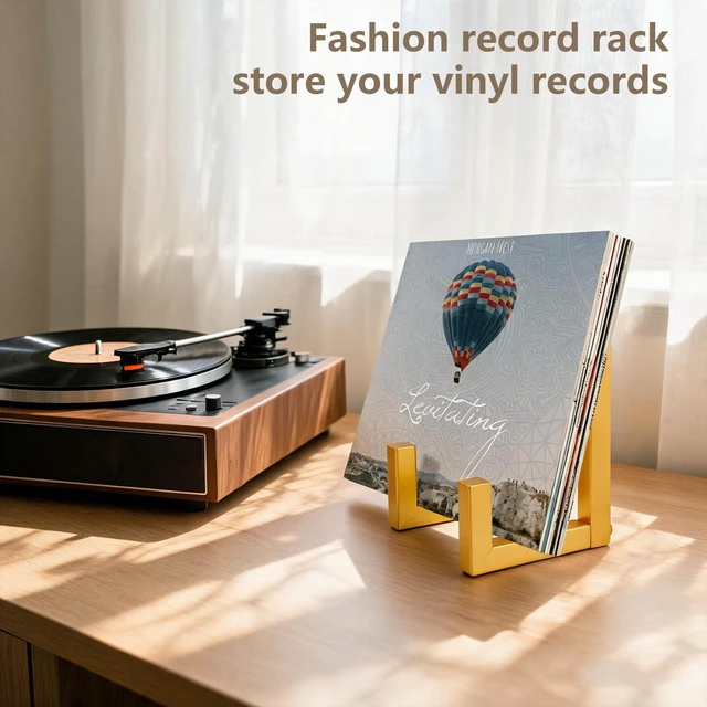 Alt view image 3 of 7 - Metal Vinyl Record Album Display Holder Stand 8-15 LPs,Golden 8-15 LPs,Metal Vinyl Record Stand
