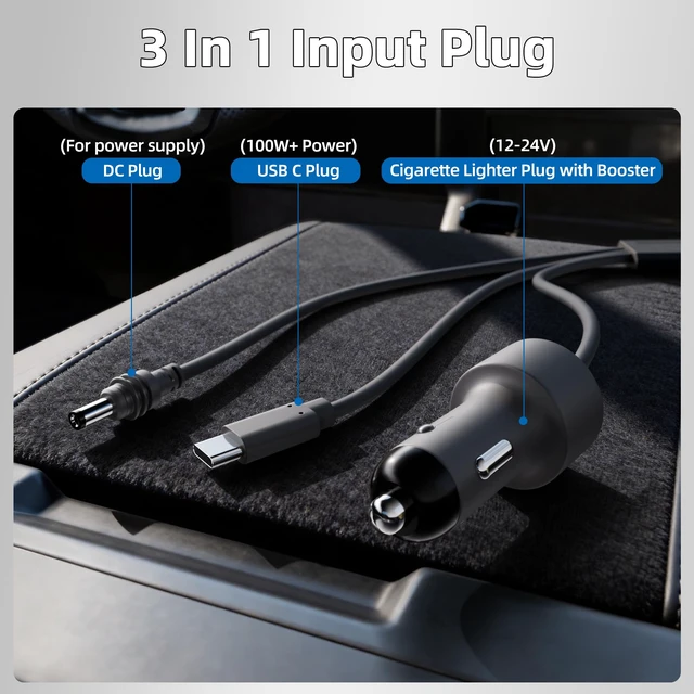 Alt view image 2 of 6 - Starlink Mini 3 in 1 Power Cable 32.8FT with 18V Booster, 100W+ USB C 10M Starlink Mini DC Power Cable 12-24V Cigarette Lighter Plug and DC Power Cable Cord, Steady 18V Output Plug and Play
