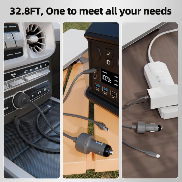Alt view image 4 of 6 - Starlink Mini 3 in 1 Power Cable 32.8FT with 18V Booster, 100W+ USB C 10M Starlink Mini DC Power Cable 12-24V Cigarette Lighter Plug and DC Power Cable Cord, Steady 18V Output Plug and Play