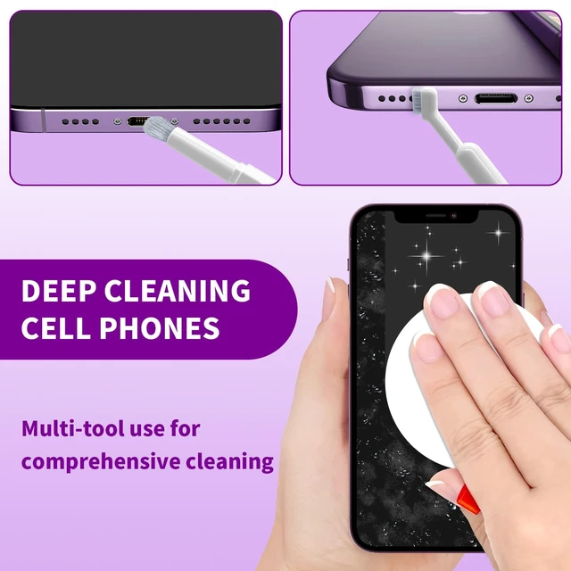 Alt view image 3 of 6 - 20-in-1 Cleaning Kit for Airpod Earbud Laptop Keyboard, Electronic Penlar Cleaning Kit Compatible with Computer PC Cell Phone, Charging Port