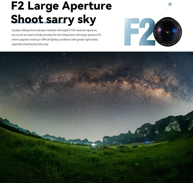 Alt view image 2 of 7 - APS-C 7.5mm F2.0 Fisheye E-Mount, Ultra-Wide Prime Manual Lens for Sony A5000 A6000 A6400 A6500 NEX-5 NEX-7 ZV-E10 II (E-Mount) (No ND Filters)