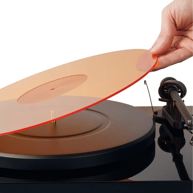 Alt view image 2 of 2 - Acrylic Turntable Mat 11.75" Anti-Static Acrylic Platter Mat for Vinyl Record Players, 1/8" Thick Slipmat OrangeLit