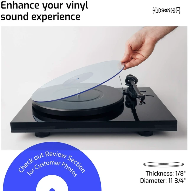 Alt view image 4 of 7 - Acrylic Turntable Mat 11.75" Anti-Static Acrylic Platter Mat for Vinyl Record Players, 1/8" Thick Slipmat Blue