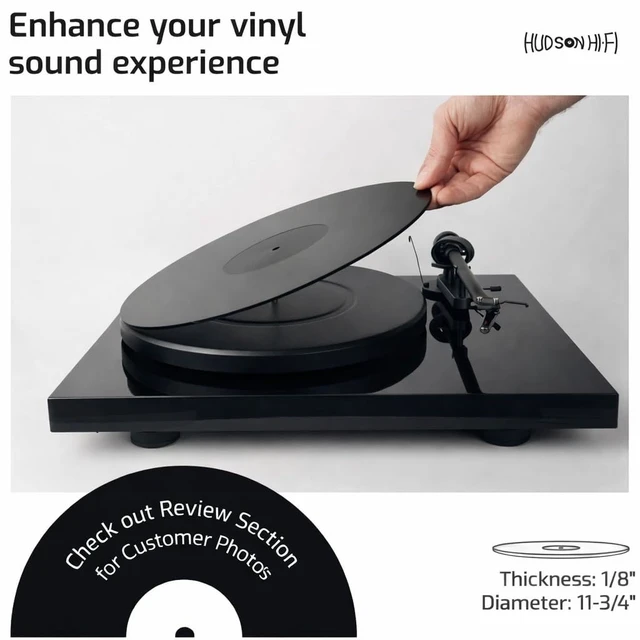 Alt view image 4 of 7 - Acrylic Turntable Mat 11.75" Anti-Static Acrylic Platter Mat for Vinyl Record Players, 1/8" Thick Slipmat Black
