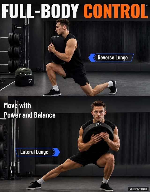Alt view image 5 of 6 - Sandbag Workout Bag,Sand Bags for Weight Training,Sandbags for Fitness,Sandbags for Weight Training,Round Sandbag,Cross-Training & Exercise, Sand Not Included