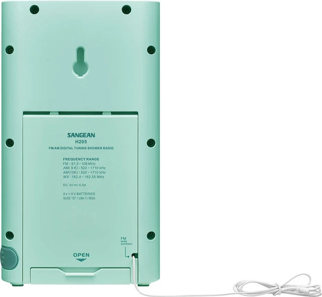 Alt view image 4 of 6 - H205TQ Portable AM/FM/Weather Alert Digital Tuning Waterproof Shower Radio, Turquoise