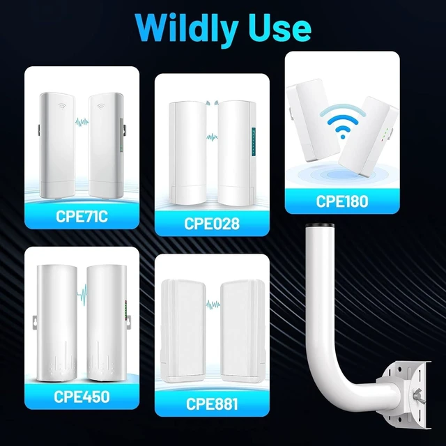 Alt view image 6 of 6 - Universal Wireless Bridge Bracket Mount, 4-Pack Pole and Wall-Mounted for Outdoor Point to Point WiFi Access Point CPE Client Bridge (4 Pack)