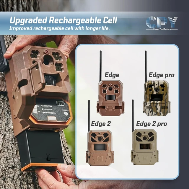 Alt view image 2 of 6 - 2 Pack Power Mag Battery for Moultrie Edge Cellular Trail Camera, 5000mAh Rechargeable Lithium Replacement Battery for Moultrie Edge, Edge PRO, Edge 2, Edge 2 PRO, USB-C & Solar Panels Charging