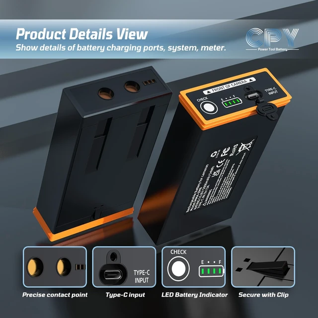Alt view image 5 of 6 - 2 Pack Power Mag Battery for Moultrie Edge Cellular Trail Camera, 5000mAh Rechargeable Lithium Replacement Battery for Moultrie Edge, Edge PRO, Edge 2, Edge 2 PRO, USB-C & Solar Panels Charging