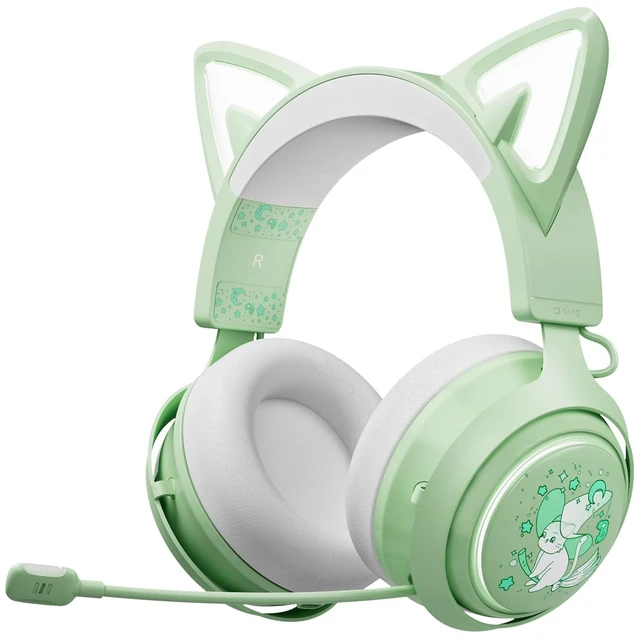 Main image of Cat Ear Headphones, Gaming Headset (Wireless, Green)