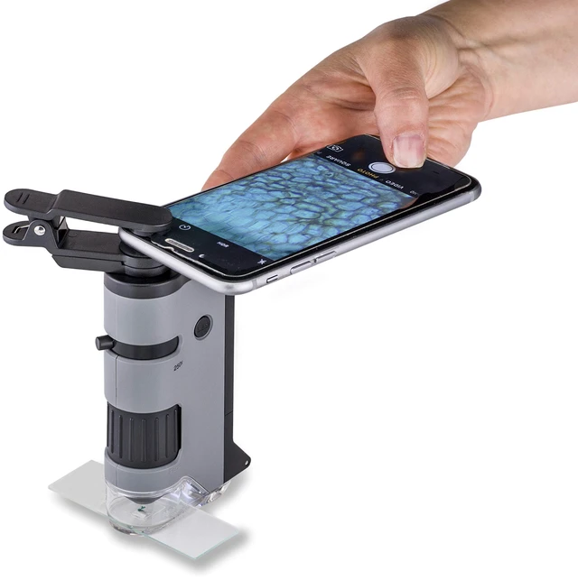 Alt view image 3 of 7 - MicroFlip 100x-250x LED and UV Lighted Pocket Microscope with Flip Down Slide Base and Adapter with Cam Phone App - Bundle Included with 24 Prepared Insect and Animal Slides (MP-250BUN)