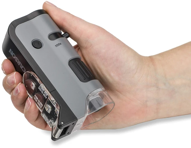 Alt view image 4 of 7 - MicroFlip 100x-250x LED and UV Lighted Pocket Microscope with Flip Down Slide Base and Adapter with Cam Phone App - Bundle Included with 24 Prepared Insect and Animal Slides (MP-250BUN)