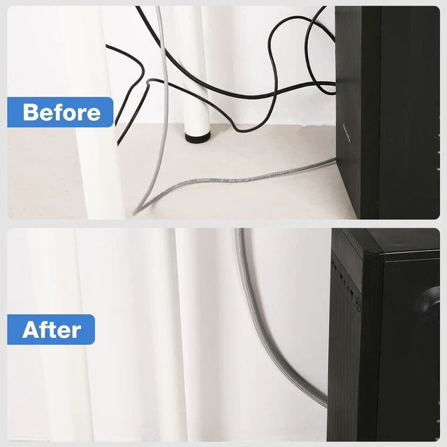 Alt view image 5 of 7 - 26 Feet Cable Management Sleeve -Grey Cord Organizer System with Zipper for TV Computer Office Home Entertainment, Flexible Wrap Cover Wire Hider System