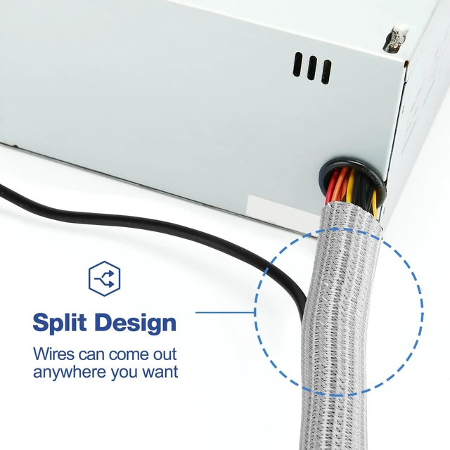 Alt view image 3 of 7 - 26 Feet Cable Management Sleeve -Grey Cord Organizer System with Zipper for TV Computer Office Home Entertainment, Flexible Wrap Cover Wire Hider System