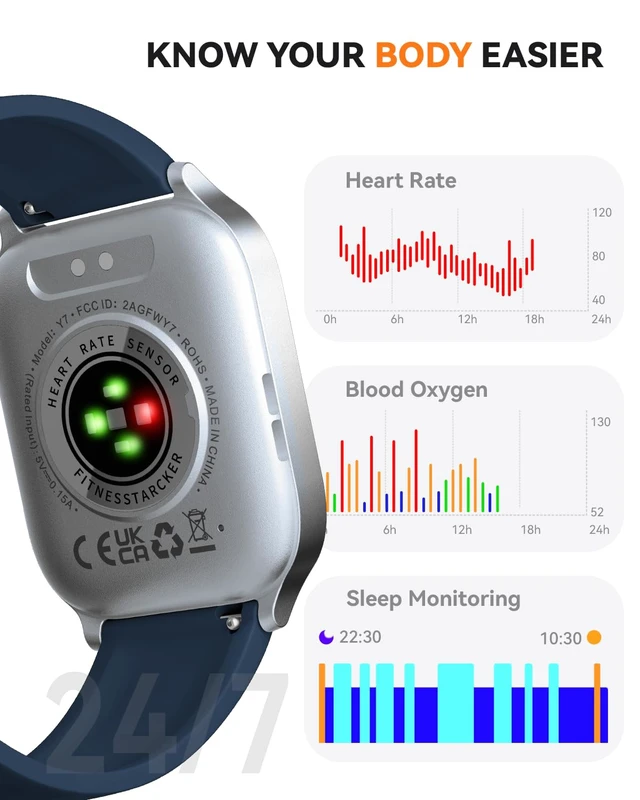 Alt view image 4 of 7 - Smart Watches for Women Men, Fitness Tracker Watch with 110 Sports Modes, Step Counter/Sleep Monitor/Pedometer, IP68 Waterproof, Bluetooth Call & Music Control Smartwatch for iPhone/Android,Blue