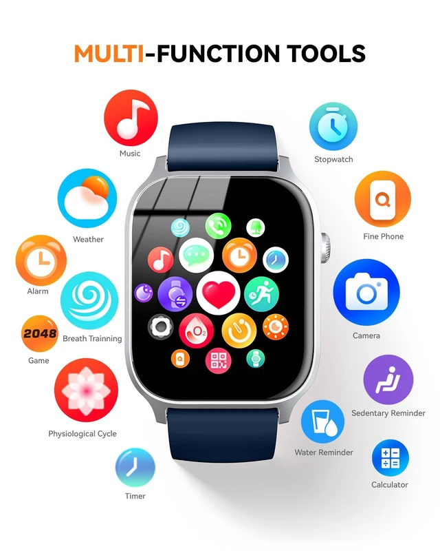 Alt view image 7 of 7 - Smart Watches for Women Men, Fitness Tracker Watch with 110 Sports Modes, Step Counter/Sleep Monitor/Pedometer, IP68 Waterproof, Bluetooth Call & Music Control Smartwatch for iPhone/Android,Blue