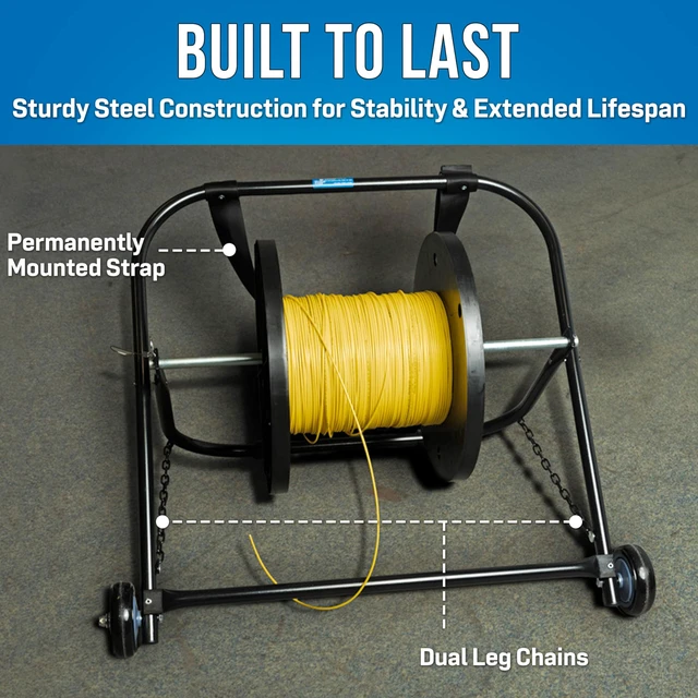Alt view image 3 of 5 - CC-2726WS 26" Wide Steel Cable Caddy with Wheels and Pull Strap for Large Cable Spools 22 x 20, 100 Lb. Capacity