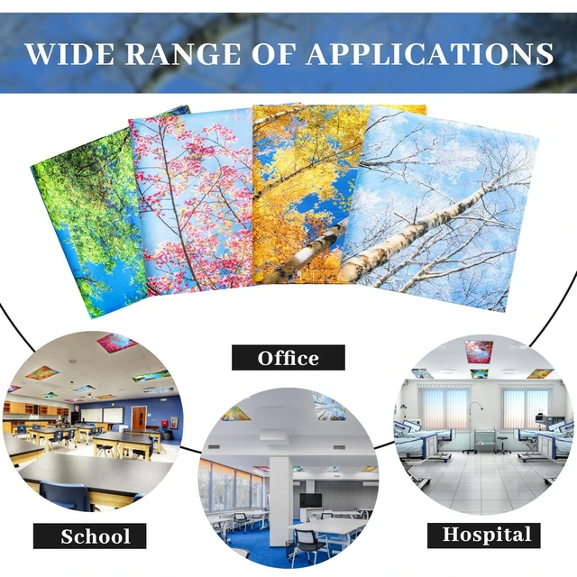 Alt view image 6 of 6 - 12 Pcs Classroom Fluorescent Light Covers Bulk, Seasons Forest